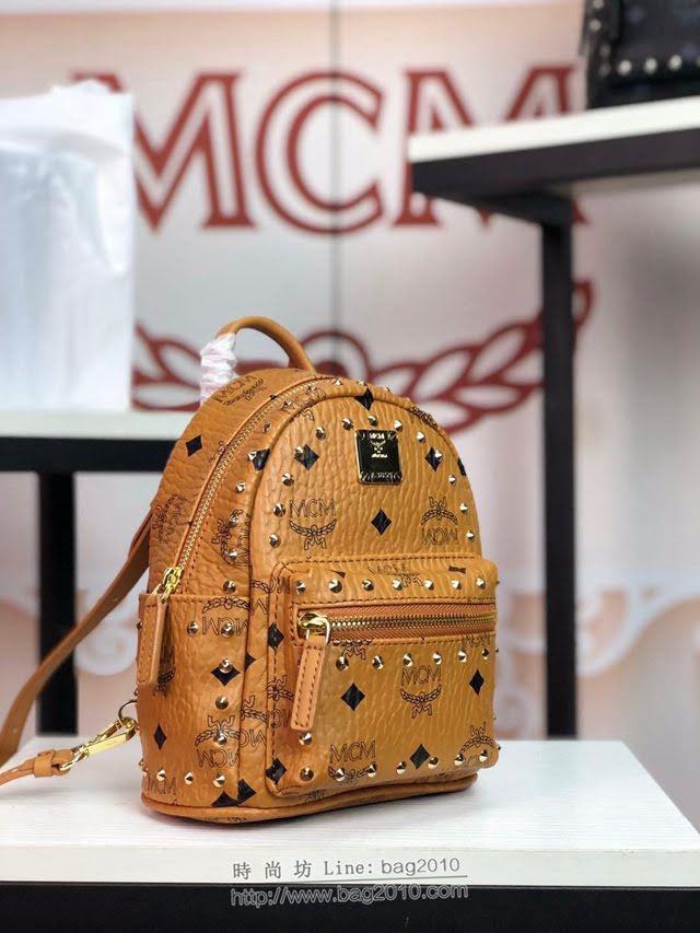 MCM雙肩包 原單 超迷你款 5919 18新款 經典印花小銅柳丁邊雙肩包 純手工定制版 MCM女後背包  mdmc1122